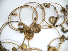 Lot of 25 Alex and Ani Wrist Silver & Gold Tone Charm Bracelet Bangles
