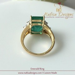 Emerald Cut 5.30 Ct Emerald Antique Art Deco Vintage Ring 14K Yellow Gold Finish