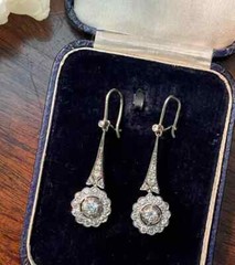 Art Deco Style Round Lab Created Diamond 14K White Gold FN Drop/Dangle Earrings