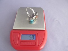 VINTAGE OLD PAWN STERLING ROBERT SHAKEY SQUASH BLOSSOM TURQUOISE CORAL RING
