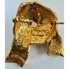 Vintage JBK Camrose & Kross Ribbon Bow Knot Brooch Amber Enamel Crystal Pin