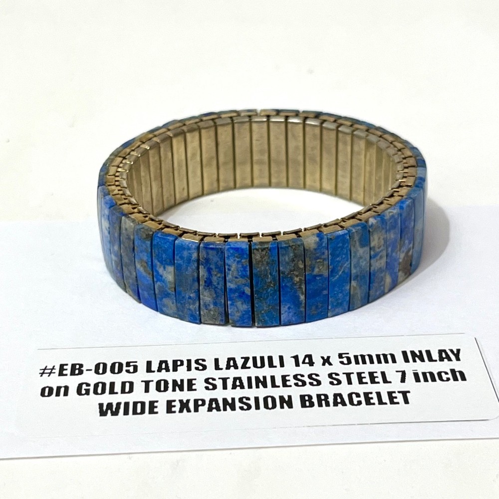 1970’s Western Boho Style Lapis Lazuli Stone VTG GOLD Tone Expansion Bracelet