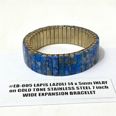 1970’s Western Boho Style Lapis Lazuli Stone VTG GOLD Tone Expansion Bracelet