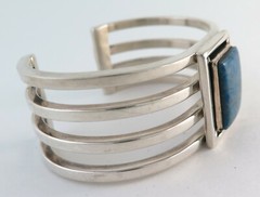 Heavy Vintage Sterling Silver & Lapis High Quality 74 Gram Cuff Bracelet