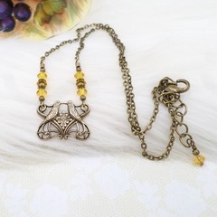 Small Art Nouveau Lovebird Necklace, Handmade Antique Brass Handmade Jewelry