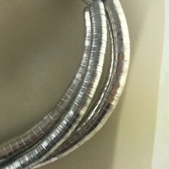 SILVER PLATED MODERNIST BRUTALIST ROUND SNAKE METAL NECKLACE COLLAR