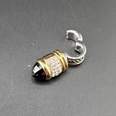 Vtg Pendant Enhancer Black CZ Cabochon TJ Tahoe Jewelry John Medeiros Company