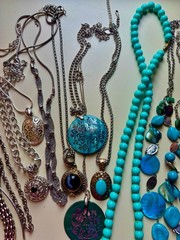 Estate Vintage Retail Costume Jewelry Turquoise & Silvertone 13Pc Jewelry Lot