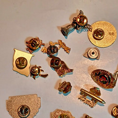 Assorted Lot of 41 Lapel Pins and Brooches AS IS 1 Lapel Pin Missing Back