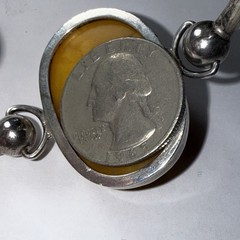 Bracelet Baltic Egg Yoke Butterscotch Amber Big Cabochon Vintage 6 3/4” Vintage