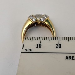 14k Yellow Gold Ring Large CZ Size- 6 Love Multi Gemstone 4.3 Grams