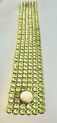 Vintage Swarovski Peridot Green Crystal Band Bracelet Icy Stud Snap Gold Tone 7”