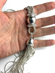 Joan Rivers M Silver Tone Multi Strand Snake Chain Tassel W/box
