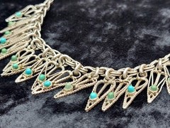 Antique Armenian Silver necklace with natural turquoise