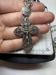 Solid 925 Sterling Silver Large Pectoral Cross Pendant & 64cm Chain 36.9g