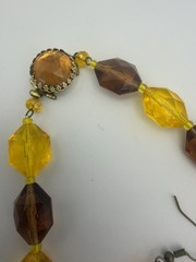 West Germany Necklace/Earrings Yellow Amber Acrylic Faceted Beads Vintage