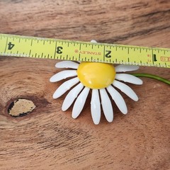 Vintage Original by Robert Enamel Daisy Brooch White Yellow Flower Mod 60s Pin
