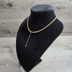 Gold Tone Rope Chain 15in Necklace Vintage Style Twisted Link – Unisex 3mm 15 in