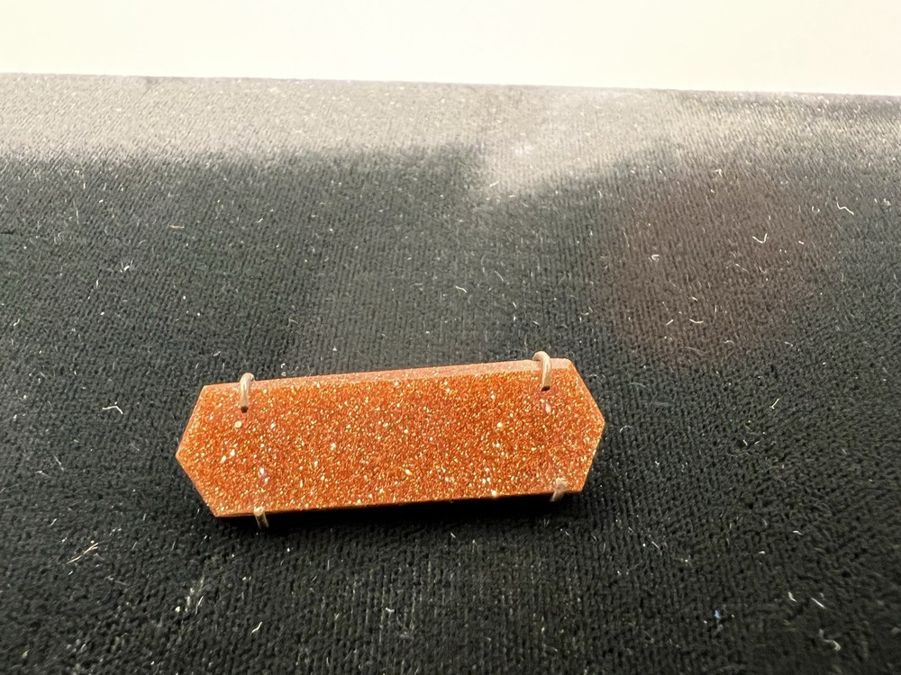 Vintage GOLDSTONE Art Deco Hexagon Bar Pin Brooch Vg+++