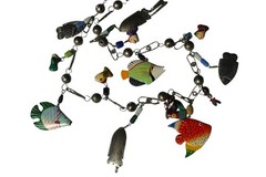 Vintage Mexican Wedding Necklace Fish Charm 32in Unique Ethnic Figural