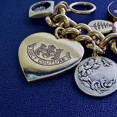 Juicy Couture Charm Bracelet Bird Butterfly Coin Heart Wooden Monogram