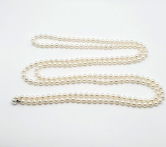 Classic Faux Pearl Long Opera Length Knotted Off White Luminous Necklace 72 inch