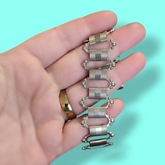 Vintage Silver Plate Wide Victorian Book Chain Bracelet 6.5in