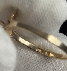 VINTAGE 10K YELLOW GOLD FILIGREE RING WITH GREEN GEMSTONE LADIES SIZE 6.75 VG