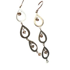Vintage Sterling Silver Teardrop Loop Dangle Earrings Handmade Boho Jewelry