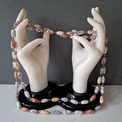 Vintage Art Glass Bead Necklace, 24″ Length, Multi-Colored