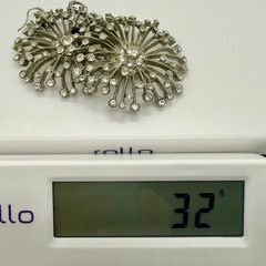 ZOE & SYD Silver Tone Starburst Dangle Earrings Statement Clear Rhinestones VNTG