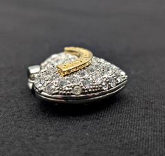 Vintage Juicy Couture Y2K Pave Puff Heart Rhinestone Pendant/Charm Silver Tone