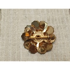 Vintage Gold Tone Multi Color Rhinestone Flower Brooch Pin 1950s -1970s MCM 1″