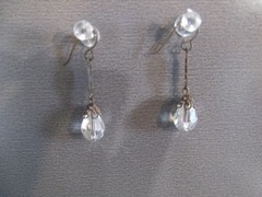 1 Pair Unique 1.5″in Glass Clear Crystal Antique Tear Drop Shape Dangle