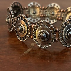 Vintage Western Inspired Mixed Metal Stretch Braclet 7”