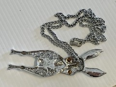 Vintage Juliana DeLizza Elster Unmarked Silver Tone Swinging Donkey Necklace D&E