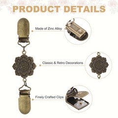 3Pcs Dress Clips Back Cinch, Sweater Clips (Mandala Flower, 3 Colors)