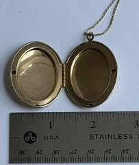 N/C 12k Gold Filled Chain & Etched Floral Locket Pendant Necklace