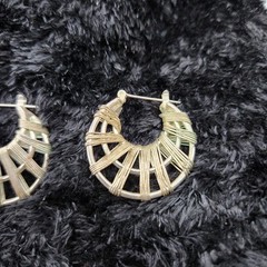 Silver T Wire Wrapped 1.25″ Pierced Hoop Earrings Vintage