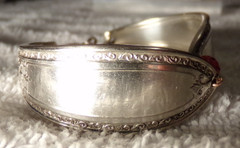 VTG 1940’S SILVER PLATE SPOON ARTIST CUT AUSTRIAN PINK CRYSTAL LINK BRACELET
