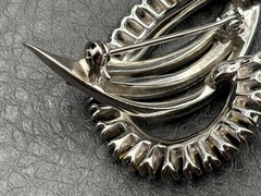 Vintage High End Celestial Crescent Silver Tone Baguette Rhinestone Brooch Pin