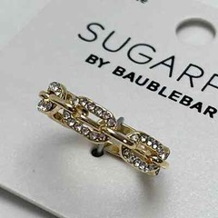 Set Of SugarFix By BaubleBar Rhinestone Hoop Earrings & Chain Link Ring Size 8