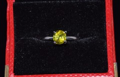 Certified Natural 1.7Cts Green Tourmaline Solid Platinum Solitaire Stacking Ring