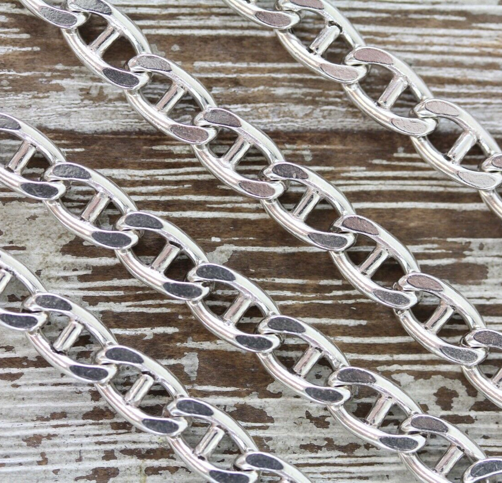 VINTAGE MARINER ANCHOR STERLING SILVER 925 CHAIN LINK 20.5″ NECKLACE LAYER