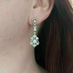 Art Deco Lab Created Diamond Antique Wedding Gift Earring 14K White Gold Finish