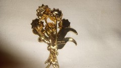 Napier Red/ Burgundy Clear Stone Floral Brooch Bouquet 2 1/2 Inches