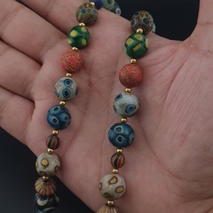 Ancient Venetian Style Mix Gabri Glass Beads Necklace 26in 10.7–13.7mm