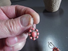 1 Pair Old .75″in Pinkish Flower Style Long Wire