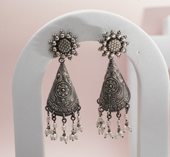 Oxidized Sterling Silver Earrings 12″ 925 Handcrafted Women’s Modern Jewellery E