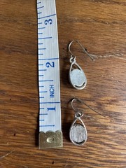 Vintage 90s Faux Amethyst Purple Stone Silver Hanging Teardrop Earrings